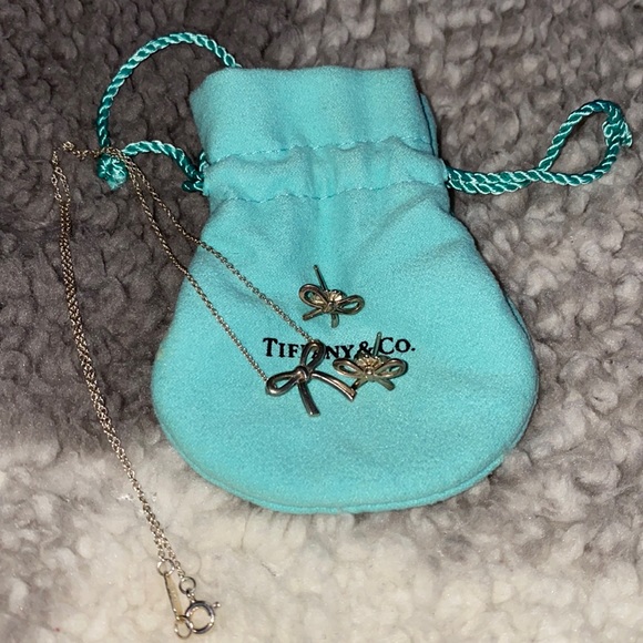 Tiffany & Co. Jewelry - Authentic Tiffany & co. Retired Bow necklace and earrings set